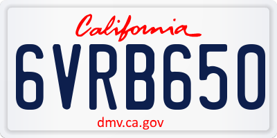CA license plate 6VRB650