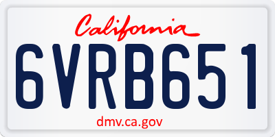 CA license plate 6VRB651