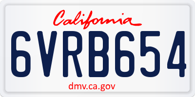 CA license plate 6VRB654