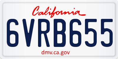 CA license plate 6VRB655