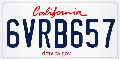 CA license plate 6VRB657