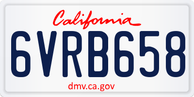 CA license plate 6VRB658