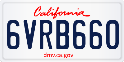 CA license plate 6VRB660