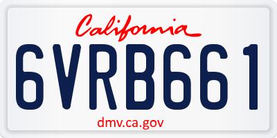 CA license plate 6VRB661