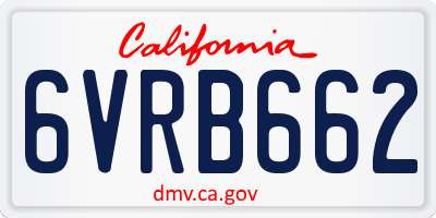 CA license plate 6VRB662