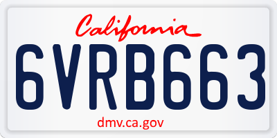 CA license plate 6VRB663