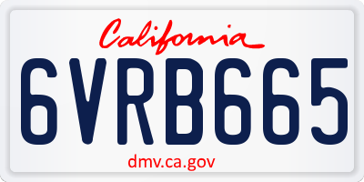 CA license plate 6VRB665
