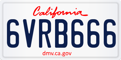 CA license plate 6VRB666