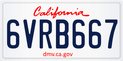 CA license plate 6VRB667
