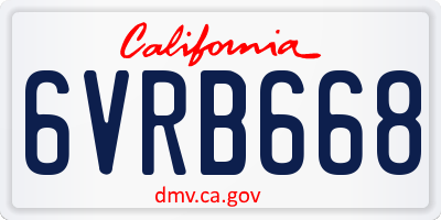 CA license plate 6VRB668