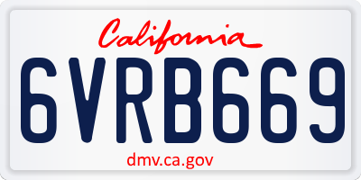 CA license plate 6VRB669