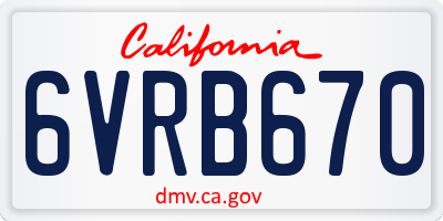 CA license plate 6VRB670