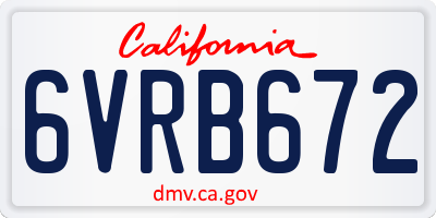 CA license plate 6VRB672