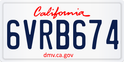 CA license plate 6VRB674