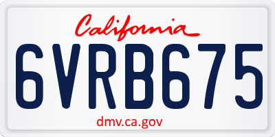 CA license plate 6VRB675