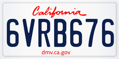 CA license plate 6VRB676