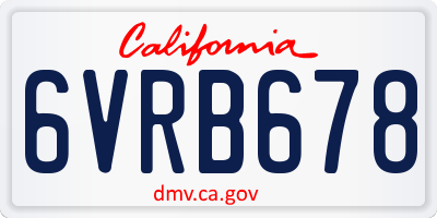 CA license plate 6VRB678
