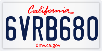 CA license plate 6VRB680