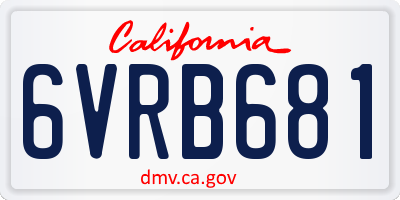 CA license plate 6VRB681