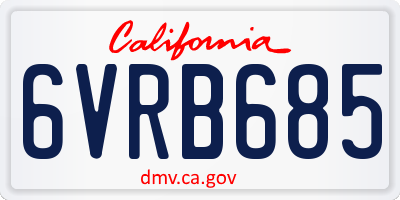 CA license plate 6VRB685