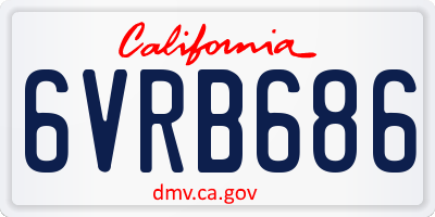 CA license plate 6VRB686