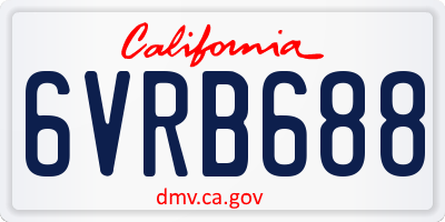 CA license plate 6VRB688