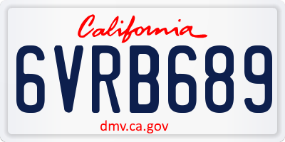 CA license plate 6VRB689