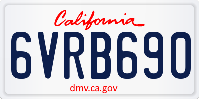 CA license plate 6VRB690