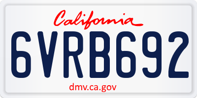 CA license plate 6VRB692