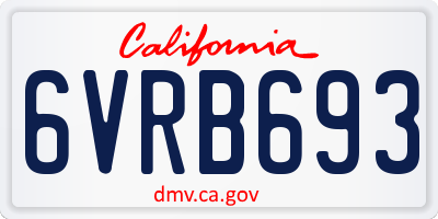 CA license plate 6VRB693