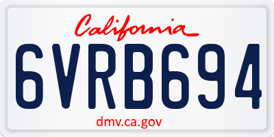 CA license plate 6VRB694