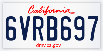 CA license plate 6VRB697