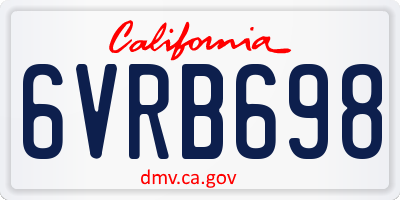 CA license plate 6VRB698