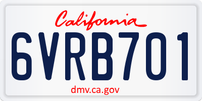 CA license plate 6VRB701