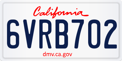CA license plate 6VRB702