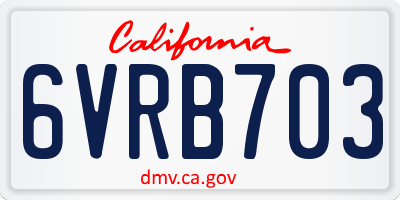 CA license plate 6VRB703