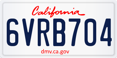 CA license plate 6VRB704