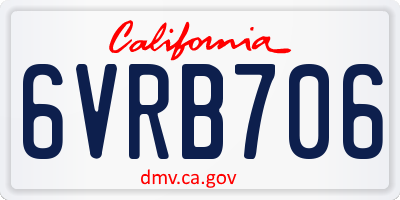CA license plate 6VRB706