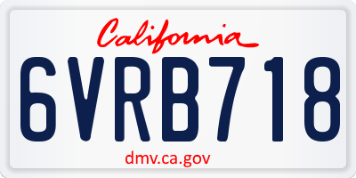 CA license plate 6VRB718
