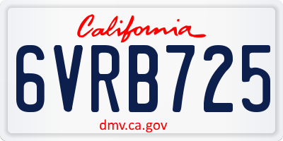 CA license plate 6VRB725