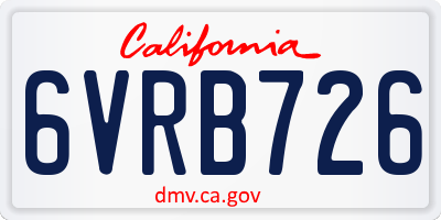 CA license plate 6VRB726