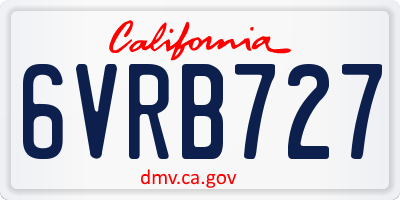 CA license plate 6VRB727
