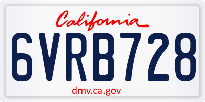 CA license plate 6VRB728