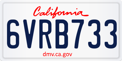 CA license plate 6VRB733