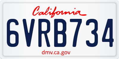 CA license plate 6VRB734