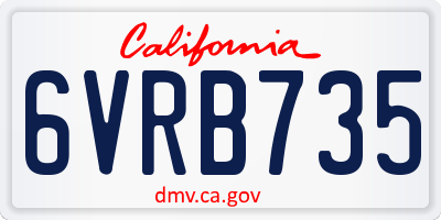 CA license plate 6VRB735