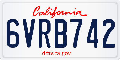 CA license plate 6VRB742