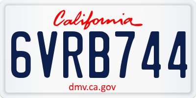 CA license plate 6VRB744