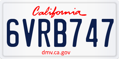 CA license plate 6VRB747