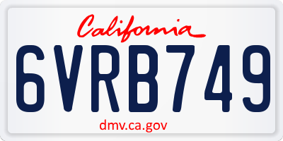 CA license plate 6VRB749